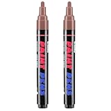 Craiiby Brown Paint Pens Paint Markers - 2 Pack Permanent Quick Dry Waterproof Marker Pens for Rocks Wood Fabric Plastic Canvas Glass Mugs Metal Tire Stone