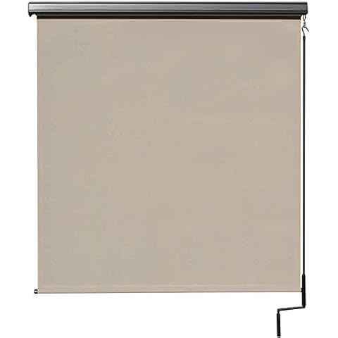 Keystone Fabrics 4' W x 8' L Regal Cordless Outdoor Sun Shade W/Protective Valance, Maple Cover