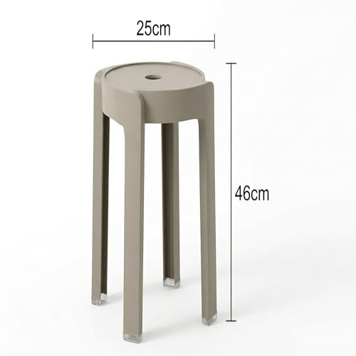 Image of The Artment Khaki Singal Tivo Plastic Stool Modern Stackable Multipurpose Stool with Anti-Slip Base | Lightweight Waterproof PP Stool for Bathroom, Kitchen, Balcony & Living Room, Home & Office