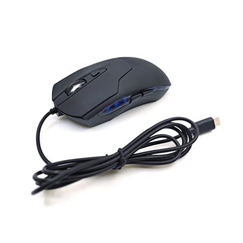 jebyltd Ratones ópticos USB C de 6 botones con luz azul RGB para juegos, 2400 DPI, para computadora de escritorio, portátil, gamer