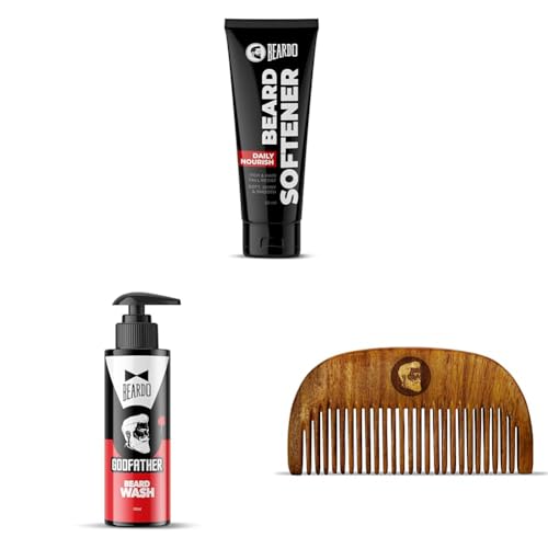 Image of BEARDO Softner & Godfather Gel Beard Wash For Men, 100Ml & Compact Wooden Comb