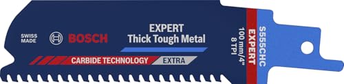 Bosch Professional 1x Expert ‘Thick Tough Metal’ S 555 CHC Reciprocating Saw Blade (for Tough steel, Cast iron, Length 100 mm, Accessories Reciprocating Saw)