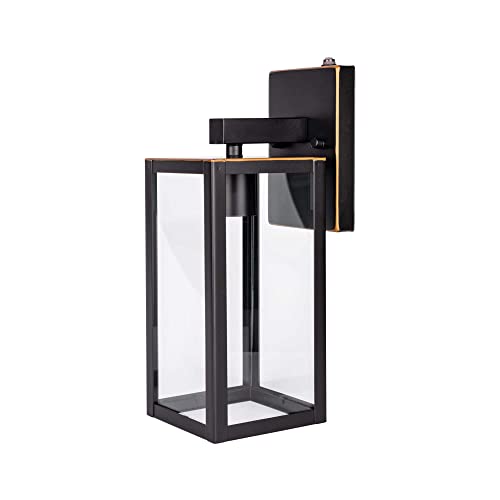 Yaokuem Dusk To Dawn Outdoor Wall Lantern, Photocell Sensor Wall Sconce As Porch Lighting Fixture, E26 Medium Base, Metal Housing Plus Glass, Bulbs Not Included, Oil Rubbed Bronze Finish, 1-Pack #TOP4