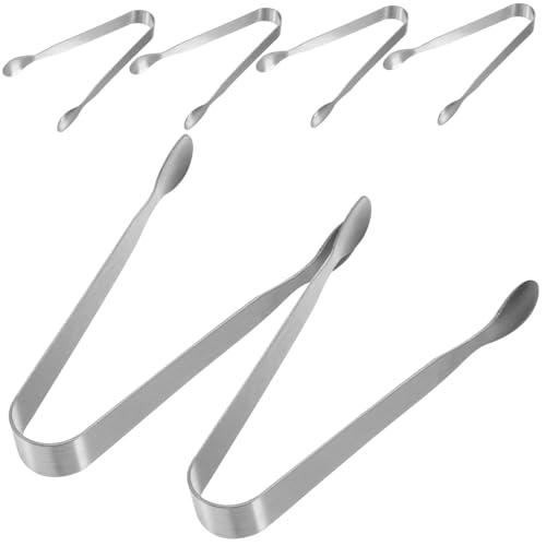 SOLUSTRE Small Stainless Steel Tongs 6 Pack Serving Tongs Mini Pliers for Kitchen Party