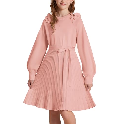 GRACE KARIN Mädchen Rundhals Laternenärmeln Pulloverkleid...