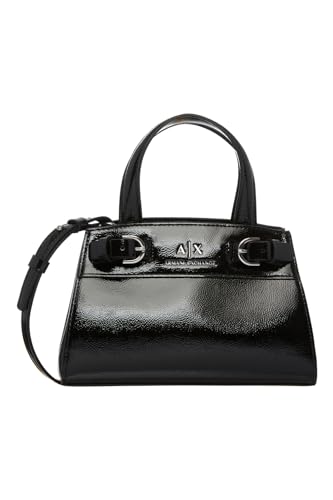 Armani Exchange Milano 91 - Borsa tote da donna, misura piccola, superficie lucida, S, Nero, small