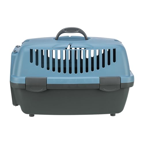 TRIXIE Transportbox Capri 1, XS: 32 × 31 × 48 cm - Tragegriff - Kunststoff - dunkelgrau/pastellblau - 39812