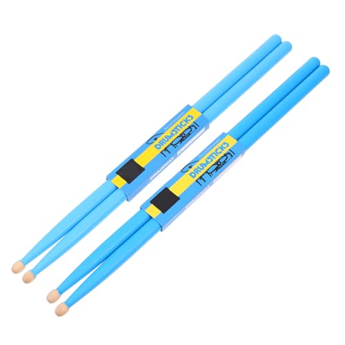 SOLUSTRE 2 pares de baquetas de madera coloreada para batería, ligeras y antideslizantes, tamaño 5A azul miniatura 1
