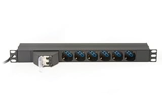 Link multipresa elettrica LK10050 per rack 19" con interruttore magnetotermico e 6 prese universali tripolari/Schuko in metallo, cavo 1,75mt. spina italiana 16. Alette reversibili.