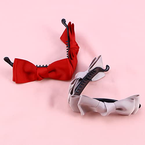 Kallory Banana Hair Clips 6 Pcs Banana Hair Clip Tension Bowknot Fashionable Holder Assorted Women Art Ponytail Color Cloth Claw #TOP5
