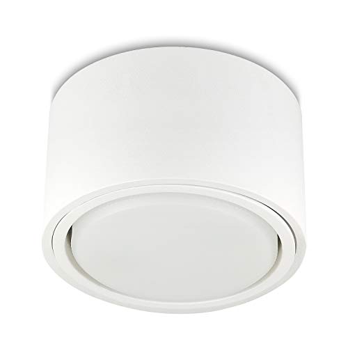 Sweet Led Aufbauleuchte aus Aluminium flach, 4000K, 750Lumen, GX53 Spot Fassung 8,2W, 230V, Decken Aufbauspot, Aufputz (weiß-rund)