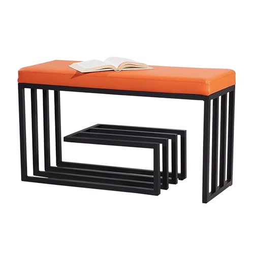 Banco de zapatos de metal negro con asiento acolchado, organizador de zapatos de 3 niveles para entrada, dormitorio y pasillo, zapatero elegante y funcional