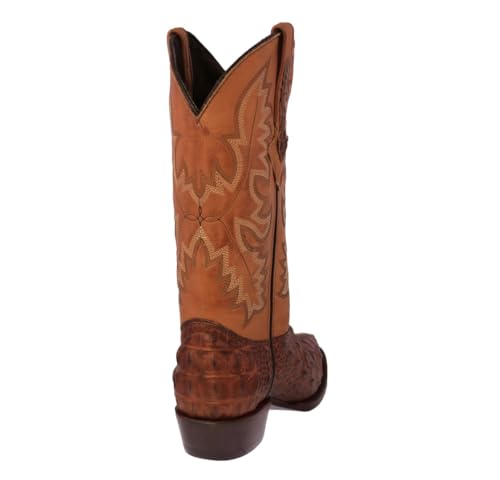El Presidente Mens Western Cowboy Boots Cognac Leather Alligator Back Pattern J Toe3