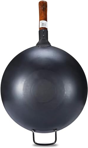 Wok de hierro hecho a mano, sartén asiática plana 34 cm miniatura 2