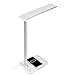 Produktbild ASHATA LED-Schreibtischlampe mit kabelloser Aufladung,Blickfeste Bürolampe mit USB-Ladeanschluss Tischlampen für Studium, Lesen und Schlafen, 135 ° Drehung, 10W, Weiß