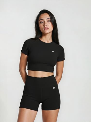 Image of Sfytt Women's High Waist Biker Shorts for Gym, Workout, Yoga & Running, 4 Inch Compression Activewear Shorts, Stretch Polyester Spandex Fabric