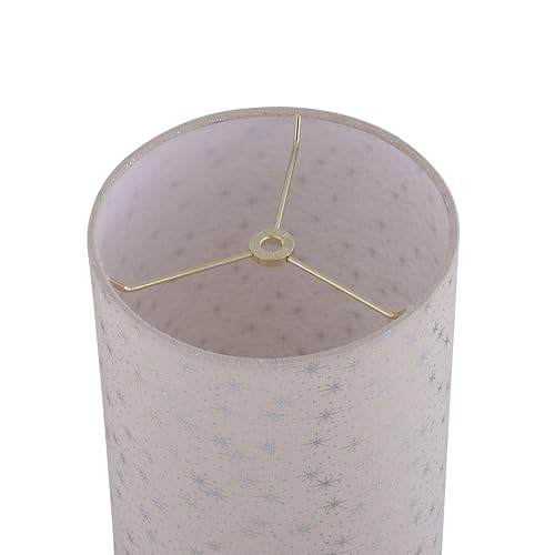 Image of Aspen Creative 31623 Contemporary Drum (Cylinder) Shaped Spider Construction Lamp Shade in Egg Shell Wheat Flaxen with Sliver Stars, 8 inch wide (8 inch x 8 inch x 11 inch)
