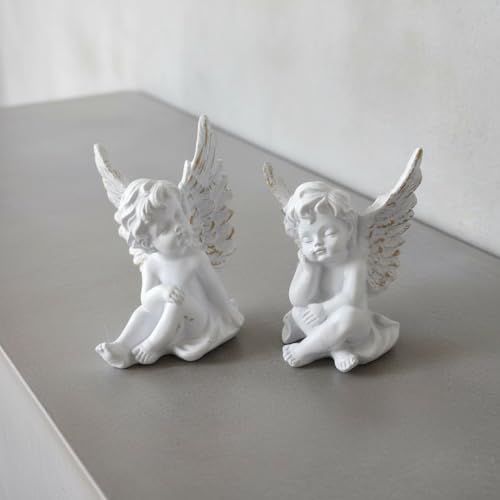 Image of Twin Baby Angels Showpiece Set of 2 - Cute Decorative Angel Figurines for Home Decor, Living Room, Bedroom & Nursery | Peaceful Spiritual Gift Set for Loved Ones