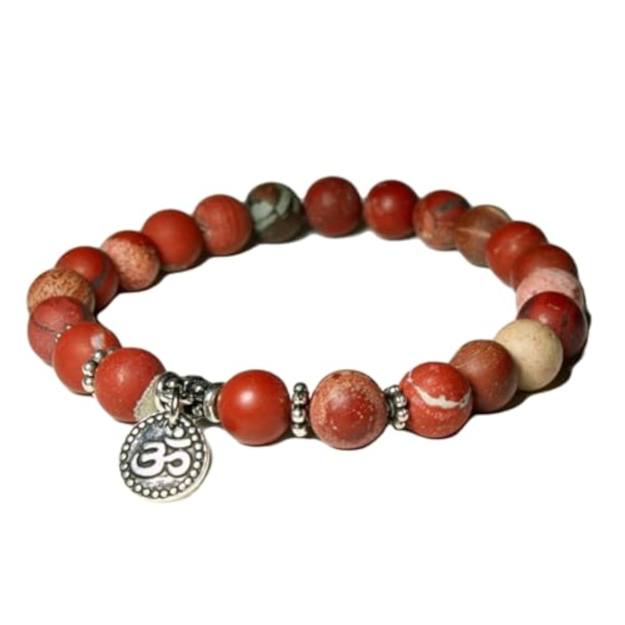 Natural Matte Red Jasper 8mm Round Bead Stretchable Bracelet, Unisex