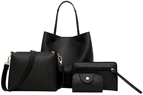 Sac à main pour femme grand volume résistant lot de 4 pièces noir