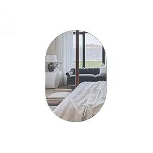 Ammar Glass Capsule Frameless Decorative Wall Mount Mirror | Bathroom Mirror, Vanity Mirror, Or Bedroom Mirror | Size 24 X 36 Inches | Non-Bevelled Mirror | Made in India (CAP2436)