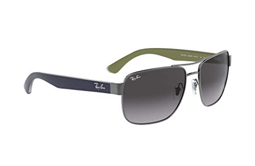 Ray-Ban RB3530 Unisex Square Metal Sunglasses (Gunmetal Frame/Grey Gradient Lens 004/8G, 58)