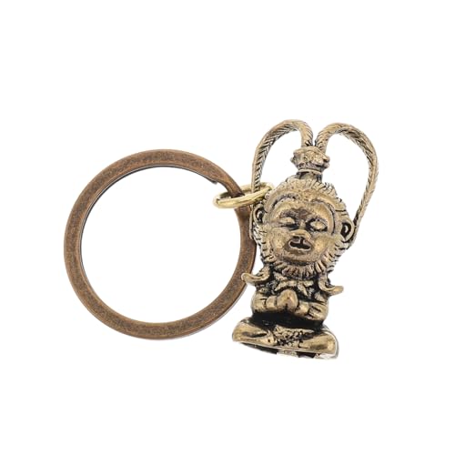 Toyvian Klaster Monkey King Posąg Sun Wukonga Breloczek Małpa Ręcznie Wykonany Breloczek Do Kluczy Dzwonki z Kreskówek Zawieszka Do Przechowywania Kluczy Ciemnobrązowy Mosiądz