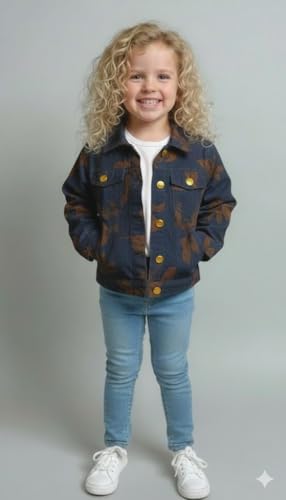 Image of A.T.U.N. (ALL THINGS UBER NICE) Trendy Girls Denim Jacket | Casual Outerwear with Full Button Front, Smart Collar & Pockets | Stylish Casual Kids Jacket for Everyday, Travel, Party & Daily Style