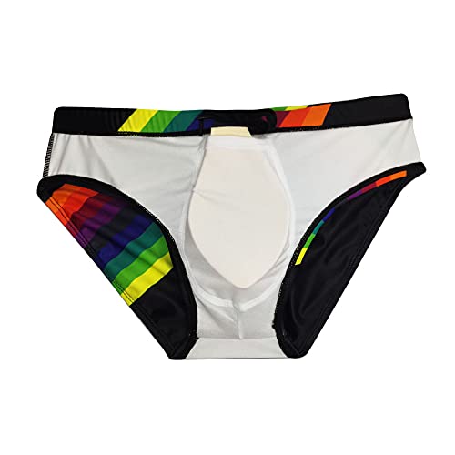 Men Push-Up Pad Swimming Briefs Padded Rainbow Sexy Swimwear Sunbath Surfing4