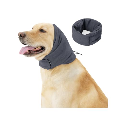 BWOOOWE Ohrenschutz für Hunde Beruhigende Ohrenschützer für Hunde Hundeschal für Hals Ohrenschützer Kräften zur Angstlinderung und Beruhigung(Grau,L)