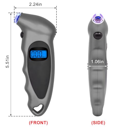 Image of KVAEY Digital Tire Pressure Gauge, 150 PSI 4 Settings Accurate Tire Gauge with Non-Slip Grip, Backlight LCD Tire Pressure Gauge Reader Checker Tool for Car Truck Bicycle Motorcycle (Gray)