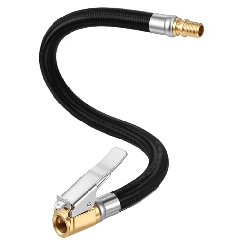 FRCTLNKG 12 Inch Tire Inflator Hose Replacement Clip-On Tire Inflator Extension Hose for Quick-Inflation Lock Car Motorcycle Bicycle
