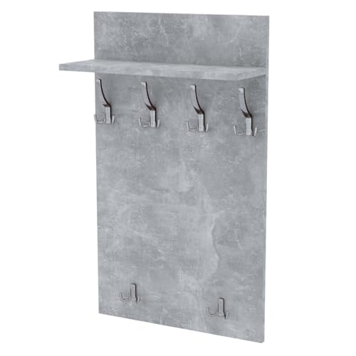 AKKE Maxi Appendiabiti Ingresso Moderno da Parete Muro Guardaroba 100cm x 60cm Calcestruzzo/Cromo