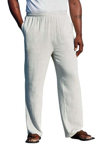KingSize Men's Big & Tall Elastic Waist Gauze Cotton Pants - Big - 3XL, White