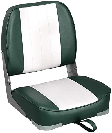 Leader Accessories Deluxe Folding Marine Boat Seat (White/Green)