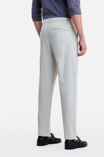 Image of SNITCH Men Formal Trousers | Regular Fit Pleated Front with Turned-Up Hem | Polyester Blend & Medium Stretch Fabric for Office & Winter Wear