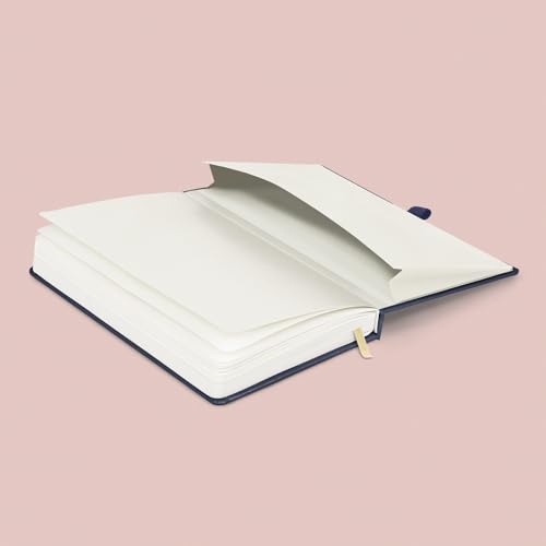 NOTIQUE Notizbuch Liniert, Hardcover Notizbuch, Notizheft, Journal, Tagebuch mit Gummiband und Stifthalter 15x21cm, 192 Seiten (Dunkelblau, Liniert)