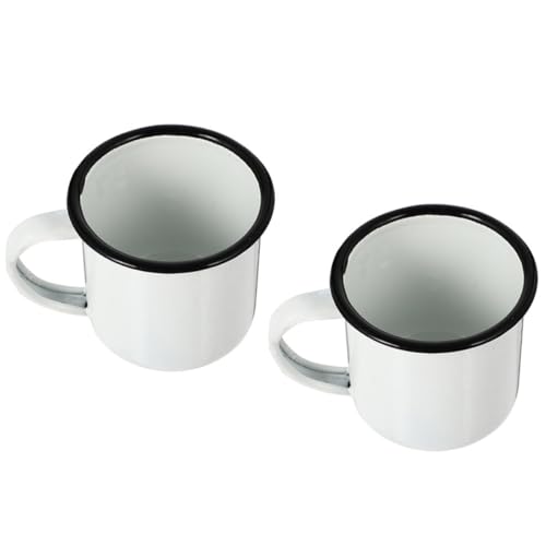 VALICLUD Tazas Esmaltadas 2 Piezas para Café y Té│Capacidad Media│Material Esmaltado│Uso en Restaurantes, Pensiones y Hoteles│Resistente a Roturas