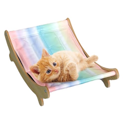 キャットリクライナーチェア、キャットラウンジチェア - 冷却猫ソファベッド - 屋内の屋外、スクラッチ耐性子犬のソファベッドのための木製の子猫ハンモックラウンジャー