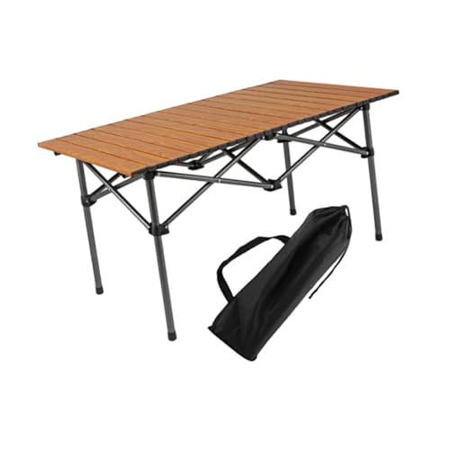 Yiju Folding Camping Picnic Table Easy to Set up Compact Sturdy for 2-4 Persons Side Table for Hiking Outdoor Cooking Beach Trips, Brown