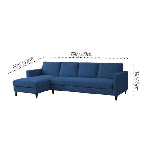 Image of Carlos LHS 4 Seater L Shape Sofa Set for Living Room & Home Office Furniture, Modern Durable Sectional Corner Sofa Couch, Premium Fabric Comfortable Seating with Strong Frame (Blue)