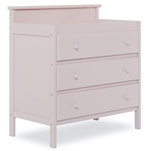 Dream On Me Mason Modern Changing Table with Free Changing Pad in Blush Pink, Three Spacious Drawers, Made of New Zealand Pinewood, Includes 1″ Mattress Pad and Anti-Tipping Kit