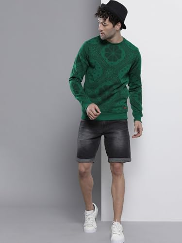Image of The Indian Garage Co Men Regular Fit Floral Crew Neck Overhead Sweatshirt