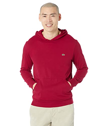 Lacoste Men's Long Sleeve Hooded Jersey Cotton T-Shirt Hoodie, Bordeaux, XXXXL