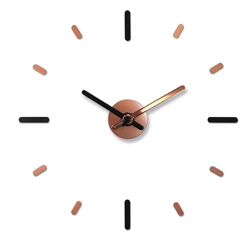Presentime & Co Large Frameless DIY Wall Clock for Modern Home/Office Decoration, Silent no Ticking, Rose Gold. Wall D&eacute;cor for Living Room, Dining Room, Kitchen, Bedroom, Class Room, Office Space.