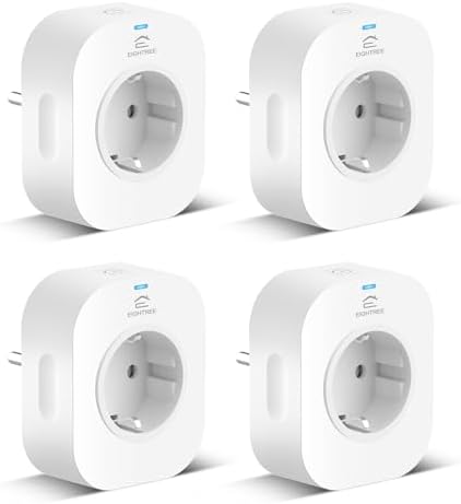 EIGHTREE Smart WLAN Steckdose mit Strommessung 16A, 2,4-GHz-WLAN 4er Pack | Smart Home WiFi Steckdose mit Zeitplan und Fernzugriff, TÜV Zertifiziert, Funktioniert mit Alexa, Google