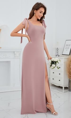Chiffon Bridesmaid Dresses Long Adjustable Straps Evening Formal Dresses with Slit3