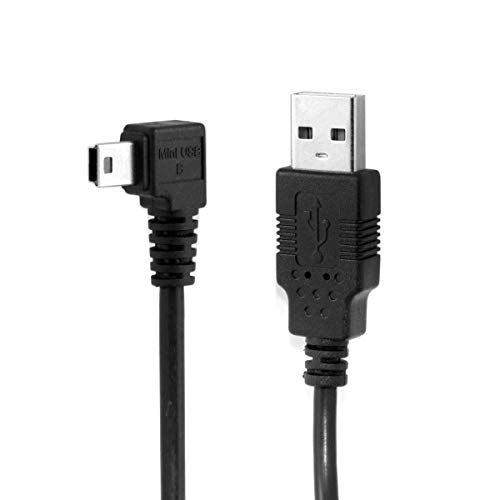 cablecc Mini USB B Type 5pin Male Left Angled 90 Degree to USB 2.0 Male Data Cable with Ferrite 3.0m, Black - Image 2