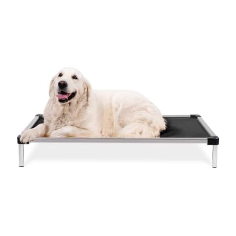 K9 Ballistics Chew Proof Elevated Dog Bed - Made for Aggressive Chewers, Indestructible Cot, Heavy Duty, 120-Day Warranty, Washable, Pre-Assembled, Fits Crates Large 41"x27" Obsidian Black Cover
