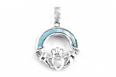 Pendentif Claddagh pierre bleue en argent à offrir pour un anniversaire